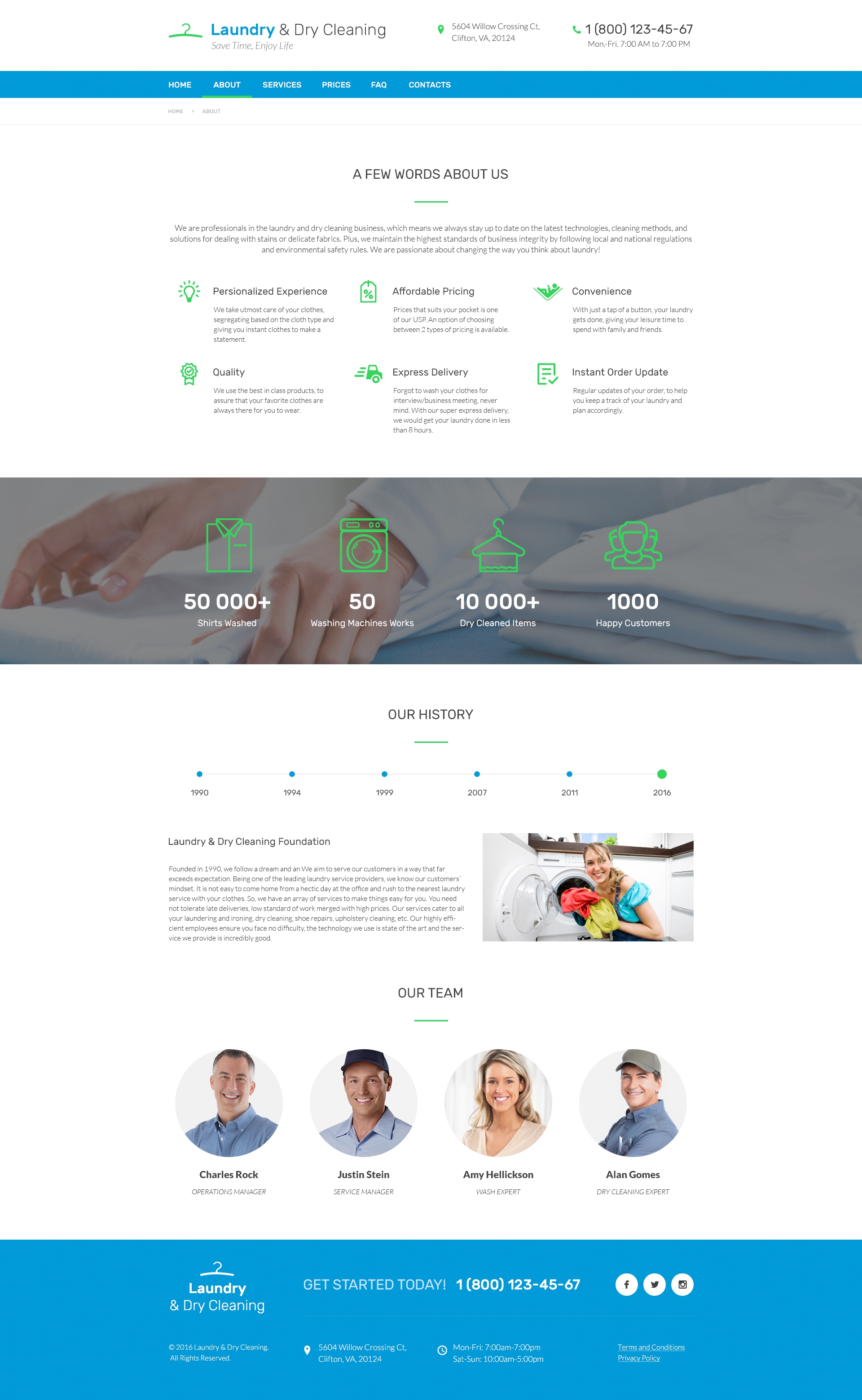About page preview for Laundry Cleaning Services free PSD website template